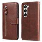 For Tecno Spark 40 Pro 4G Fashion Calf Texture Zipper Leather Phone Case(Brown) - 1