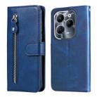 For Infinix Hot 40 / Hot 40 Pro Fashion Calf Texture Zipper Leather Phone Case(Blue) - 1