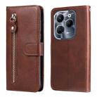 For Infinix Hot 40 / Hot 40 Pro Fashion Calf Texture Zipper Leather Phone Case(Brown) - 1