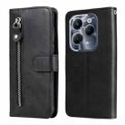 For Infinix Hot 40 / Hot 40 Pro Fashion Calf Texture Zipper Leather Phone Case(Black) - 1