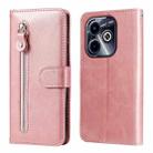 For Infinix Hot 40i Fashion Calf Texture Zipper Leather Phone Case(Rose Gold) - 1