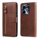 For Infinix Hot 40i Fashion Calf Texture Zipper Leather Phone Case(Brown) - 1