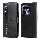 For Infinix Hot 40i Fashion Calf Texture Zipper Leather Phone Case(Black) - 1
