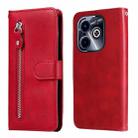 For Infinix Hot 40i Fashion Calf Texture Zipper Leather Phone Case(Red) - 1