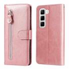 For Infinix Hot 50 4G Fashion Calf Texture Zipper Leather Phone Case(Rose Gold) - 1