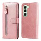 For Infinix Hot 50 5G Fashion Calf Texture Zipper Leather Phone Case(Rose Gold) - 1