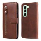 For Infinix Hot 50 5G Fashion Calf Texture Zipper Leather Phone Case(Brown) - 1