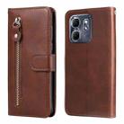 For Infinix Hot 50i / Smart 9 Fashion Calf Texture Zipper Leather Phone Case(Brown) - 1