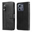 For Infinix Hot 50i / Smart 9 Fashion Calf Texture Zipper Leather Phone Case(Black) - 1