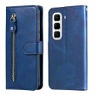 For Infinix Hot 50 Pro+ 4G Fashion Calf Texture Zipper Leather Phone Case(Blue) - 1