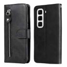 For Infinix Hot 50 Pro+ 4G Fashion Calf Texture Zipper Leather Phone Case(Black) - 1