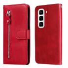 For Infinix Hot 50 Pro+ 4G Fashion Calf Texture Zipper Leather Phone Case(Red) - 1