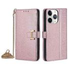 For iPhone 11 Pro Max POLA Crossbody Chain I-Shape Buckle Sequins Leather Phone Case(Rose Gold) - 1
