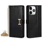 For iPhone 11 Pro Max POLA Crossbody Chain I-Shape Buckle Sequins Leather Phone Case(Black) - 1