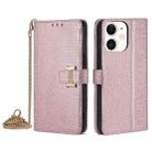 For iPhone 11 POLA Crossbody Chain I-Shape Buckle Sequins Leather Phone Case(Rose Gold) - 1