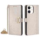 For iPhone 11 POLA Crossbody Chain I-Shape Buckle Sequins Leather Phone Case(White) - 1