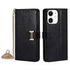 For iPhone 11 POLA Crossbody Chain I-Shape Buckle Sequins Leather Phone Case(Black) - 1