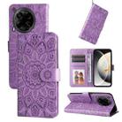 For Tecno Camon 30 4G / 5G Embossed Sunflower Leather Phone Case(Purple) - 1