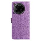 For Tecno Camon 30 4G / 5G Embossed Sunflower Leather Phone Case(Purple) - 3