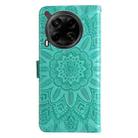 For Tecno Camon 30 4G / 5G Embossed Sunflower Leather Phone Case(Green) - 3