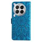 For Tecno Camon 30 Premier Embossed Sunflower Leather Phone Case(Blue) - 3