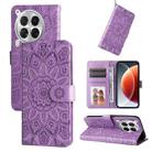 For Tecno Camon 30 Premier Embossed Sunflower Leather Phone Case(Purple) - 1