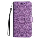 For Tecno Camon 30 Premier Embossed Sunflower Leather Phone Case(Purple) - 2