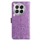 For Tecno Camon 30 Premier Embossed Sunflower Leather Phone Case(Purple) - 3