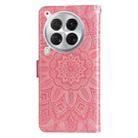 For Tecno Camon 30 Premier Embossed Sunflower Leather Phone Case(Pink) - 3