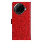 For Tecno Camon 30 Pro Embossed Sunflower Leather Phone Case(Red) - 3