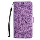 For Tecno Camon 30 Pro Embossed Sunflower Leather Phone Case(Purple) - 2