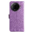 For Tecno Camon 30 Pro Embossed Sunflower Leather Phone Case(Purple) - 3