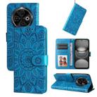 For Tecno Spark 30C Embossed Sunflower Leather Phone Case(Blue) - 1