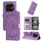 For Tecno Spark 30C Embossed Sunflower Leather Phone Case(Purple) - 1