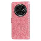 For Tecno Spark 30C Embossed Sunflower Leather Phone Case(Pink) - 3