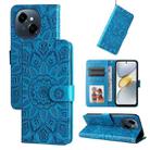 For Tecno Spark Go 1 / Pop 9 / Spark Go 2025 Embossed Sunflower Leather Phone Case(Blue) - 1