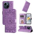 For Tecno Spark Go 1 / Pop 9 / Spark Go 2025 Embossed Sunflower Leather Phone Case(Purple) - 1