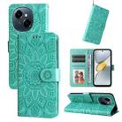 For Tecno Spark Go 1 / Pop 9 / Spark Go 2025 Embossed Sunflower Leather Phone Case(Green) - 1