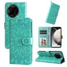 For Tecno Camon 30S / Camon 30S Pro Embossed Sunflower Leather Phone Case(Green) - 1