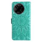For Tecno Camon 30S / Camon 30S Pro Embossed Sunflower Leather Phone Case(Green) - 3