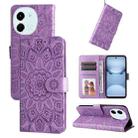 For Tecno Spark 30 5G / Pova 6 Neo 5G Embossed Sunflower Leather Phone Case(Purple) - 1