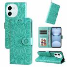 For Tecno Spark 30 5G / Pova 6 Neo 5G Embossed Sunflower Leather Phone Case(Green) - 1