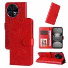 For Tecno Spark 30 Pro 4G Embossed Sunflower Leather Phone Case(Red) - 1