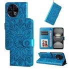 For Tecno Spark 30 Pro 4G Embossed Sunflower Leather Phone Case(Blue) - 1