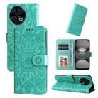 For Tecno Spark 30 Pro 4G Embossed Sunflower Leather Phone Case(Green) - 1