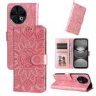 For Tecno Spark 30 Pro 4G Embossed Sunflower Leather Phone Case(Pink) - 1