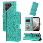 For Tecno Pova 7 5G Embossed Sunflower Leather Phone Case(Green) - 1