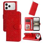 For Tecno Spark 40 4G Embossed Sunflower Leather Phone Case(Red) - 1