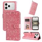 For Tecno Spark 40 4G Embossed Sunflower Leather Phone Case(Pink) - 1