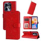 For Infinix Hot 40i Embossed Sunflower Leather Phone Case(Red) - 1